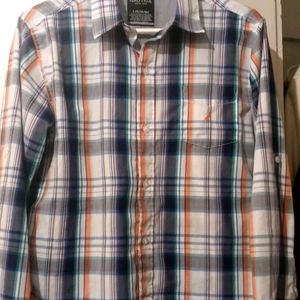 NAUTICA Boy's(14/16) Long Sleeved Blue/Org Shirt